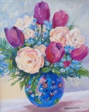 Olga Zakharova Art - Floral - Bouquet in the Blue Vase