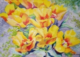 Olga Zakharova Art - Greeting Card - Yellow Tulips