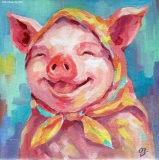 Olga Zakharova Art - Animals - Happy Piglet