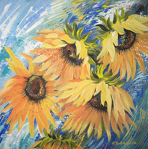 Windy Sunflowers